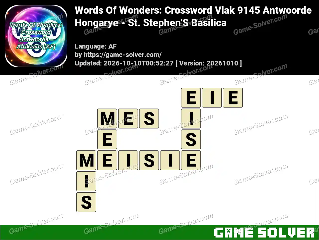 Words Of Wonders: Crossword Vlak 9145 Antwoorde – Hongarye – St. Stephen’S Basilica
